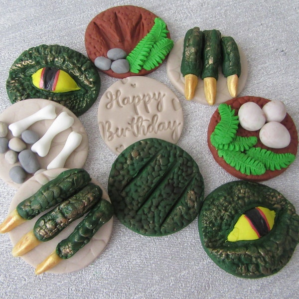 Edible Handmade Dinosaur Fondant Cake Topper, Cupcake Sugar Paste Decoration