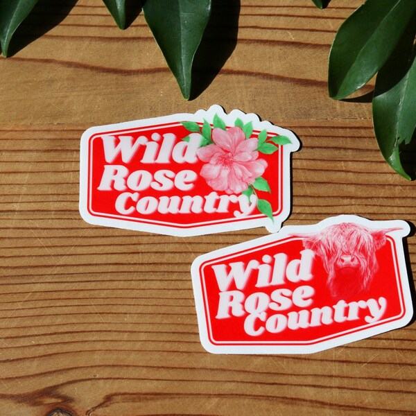 Alberta "Wild Rose Country" Vinyl Stickers / Waterproof, Dishwasher Safe Stickers