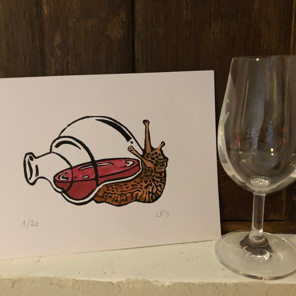 Linogravure Escargot de bourgogne