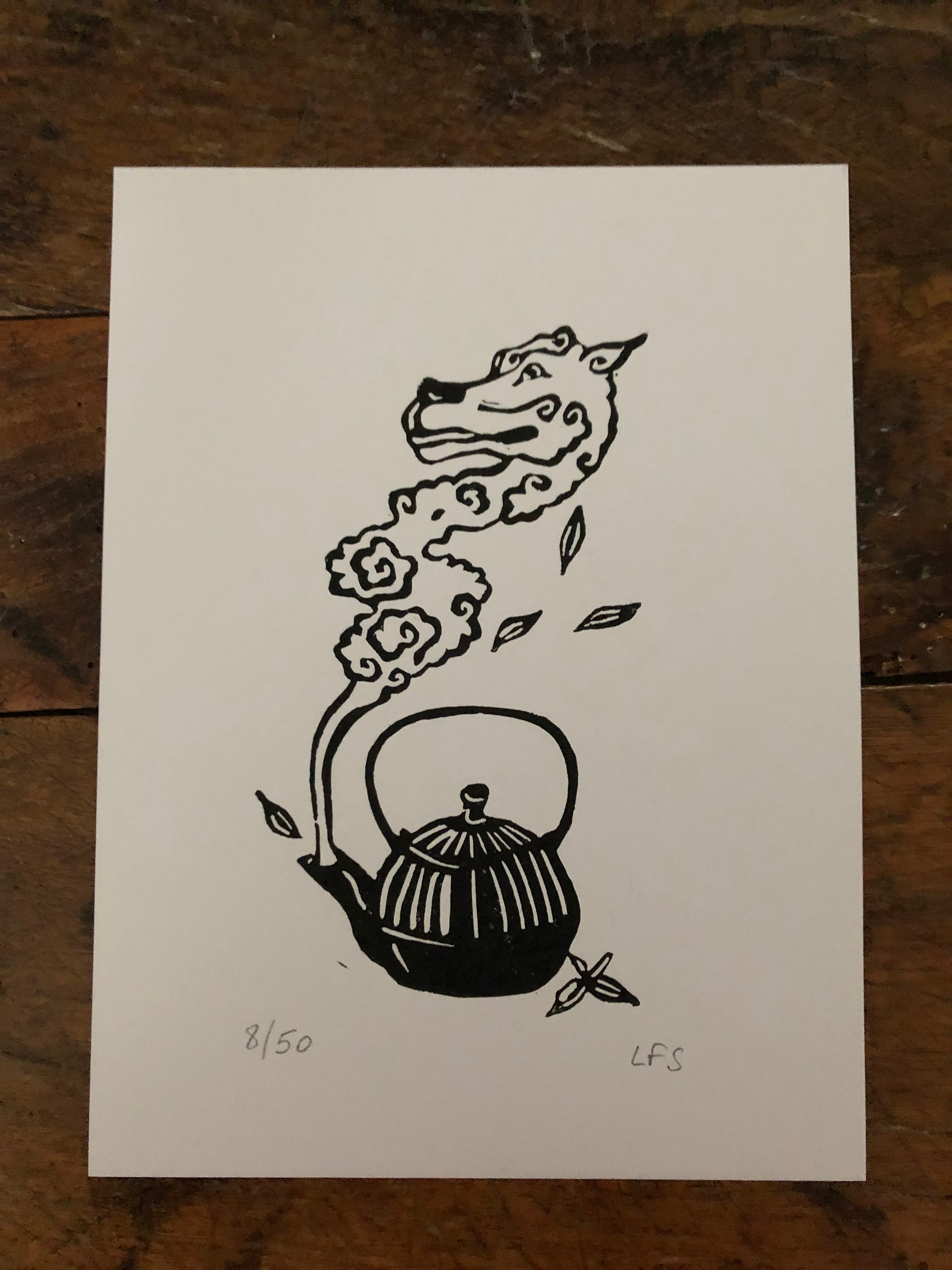 Linogravure Dragon Esprit Du Thé