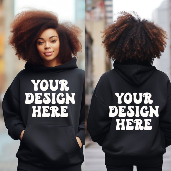 Front and Back Gildan 18500 Mockup, Backside Mockup, Pocket Mockup, Gildan Black Hoodie Mockup, Oversized Mockup, Gildan 18500 Hoodie Mockup