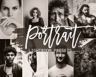 Black and White Portrait Lightroom Presets: Mobile & Desktop (Digital Download)