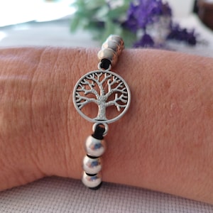Tree of life bracelet silver bracelet tree of life zamak beads bracelet leather bracelet boho amulet gift woman gift mother&#39;s day