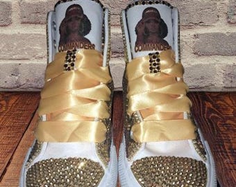Custom Commanders-Inspired Bling Canvas Sneakers