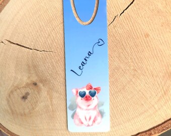 Bookmarks, customizable, cute pig, bookmarks, aluminum