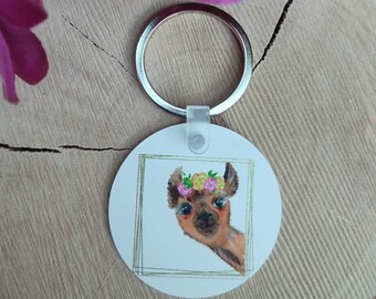 Keychain, round, alpaca, smiles, you can't spit on them all