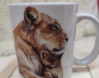 Beste Mama, Kaffeetasse, personalisiert, Löwenfamilie