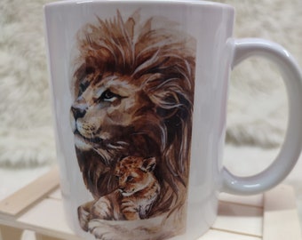 Tasse für Papa, Stärkster Papa, Kaffeetasse, personalisiert, Löwenfamilie, Tigerfamilie