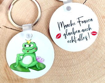 Keychain, round, frog king, some women also really believe everything, saying