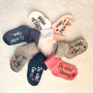 Babysöckchen, versch. Farben, personalisiert, coming soon Söckchen, Schwangerschaft verkünden, Baby Shooter Party, Gender, Geschlecht Party