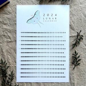 Moon Calendar 2024, 2024 Lunar Phases, Lunar Calendar, Minimal Lunar Calendar, Witchy Art, Moon Phases, Moon Artwork, Moon Phases 2024, Astrology, Moon Phase Calendar, Lunar Cycles 2024, Moon Poster, Moon Poster 2024