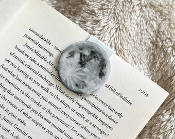 MOON  BOOKMARK, magnetic bookmark, Unique gifts, Gifts for Readers Book Lovers Bookworms, Artistic Bookmarks, Handmade in Maine