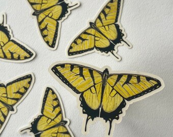 Yellow Swallowtail Butterfly Sticker | Vinyl Die Cut Sticker | Made in Maine Gifts