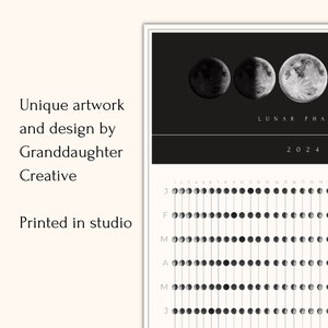 Moon Calendar 2024, 2024 Lunar Phases, Lunar Calendar, Minimal Lunar Calendar, Witchy Art, Moon Phases, Moon Artwork, Moon Phases 2024, Astrology, Moon Phase Calendar, Lunar Cycles 2024, Moon Poster, Moon Poster 2024