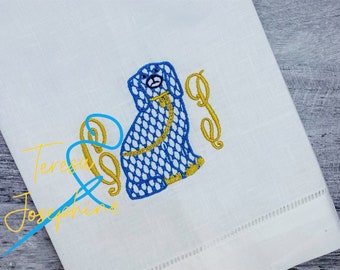 Personalized Linen Tea Towel: Hemstitched Huck Weave
