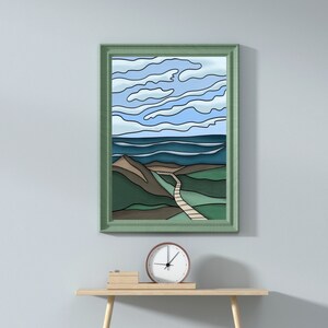 Abstract Landscape Print, Landscape Painting, Ocean Art, Printable Wall Art, Home Decor, Living Room Decor, Wall Art, Mountain Art, Digital