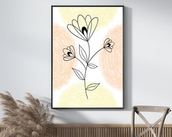 Minimalistic Flower Line Art Print, Line Art Floral Printable, Line Flower Art, Modern Wallart, Digital Print, Digital Illustration, Digital