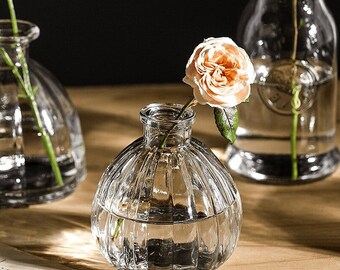 Clear Glass Vases for Flowers | Clear Glass Small Vase Set | Housewarming Gift Home Décor | Decorative Clear Glass Bud Vase Sets