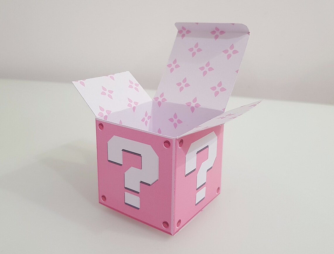 Super Mario Question Box Printable A4 Pink Favor Box Gift Box - Etsy