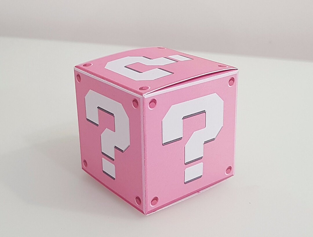 Super Mario Question Box Printable A4 Pink Favor Box Gift Box Treaty ...