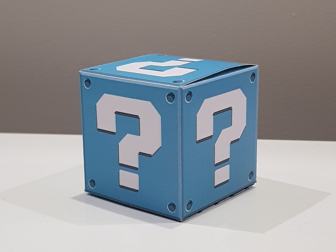 Super Mario Question Box Printable A4 Blue Favor Box Gift Box Etsy