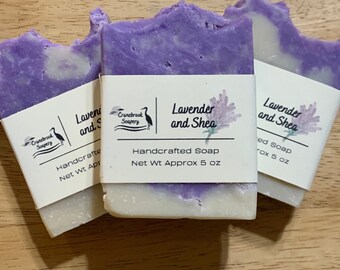 Lavender and Shea Handcrafted Natural Soap | Aromatherapy | Homemade Soap | Vegan Soap | Great for a Gift Set | One Bar is Approx 5 oz