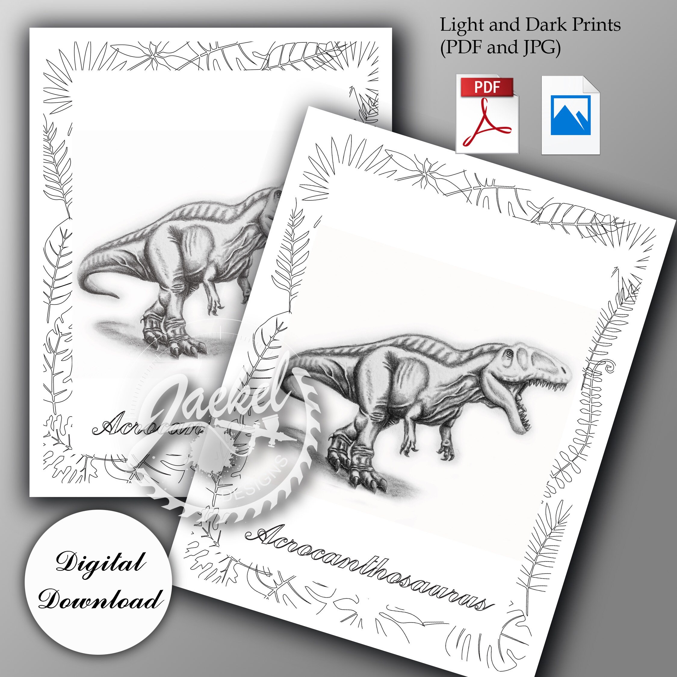 Printable Dinosaur Adult Coloring Page acrocanthosaurus Etsy Ireland