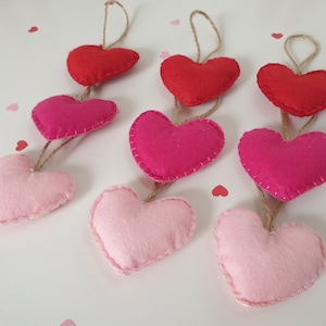 Valentines Red Heart Felt Ornament, Romantic Tiered Tray Decor