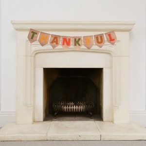 Thankful Banner, Thanksgiving Felt Garland, Hanging Wall Sign, Fireplace Mantel Fall Decor