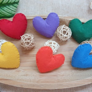 Rainbow Felt Heart Dough Bowl Fillers, Pride Tiered Tray Decor, Pillow Tucks, Stuffed Summer Ornament
