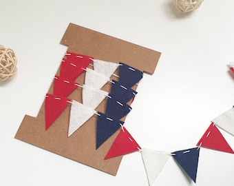 Patriotic Mini Bunting Felt Banner, USA Flag Garland, 4th Of July Party Decor, Independence Day Home Decor