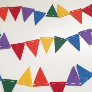Mini Rainbow Bunting Felt Garland, Pride Flag Banner, Party Decor