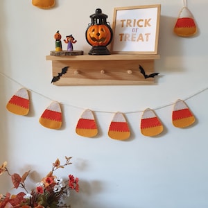 Candy Corn Felt Banner, Halloween Garland Decor, Party Flag & Bunting