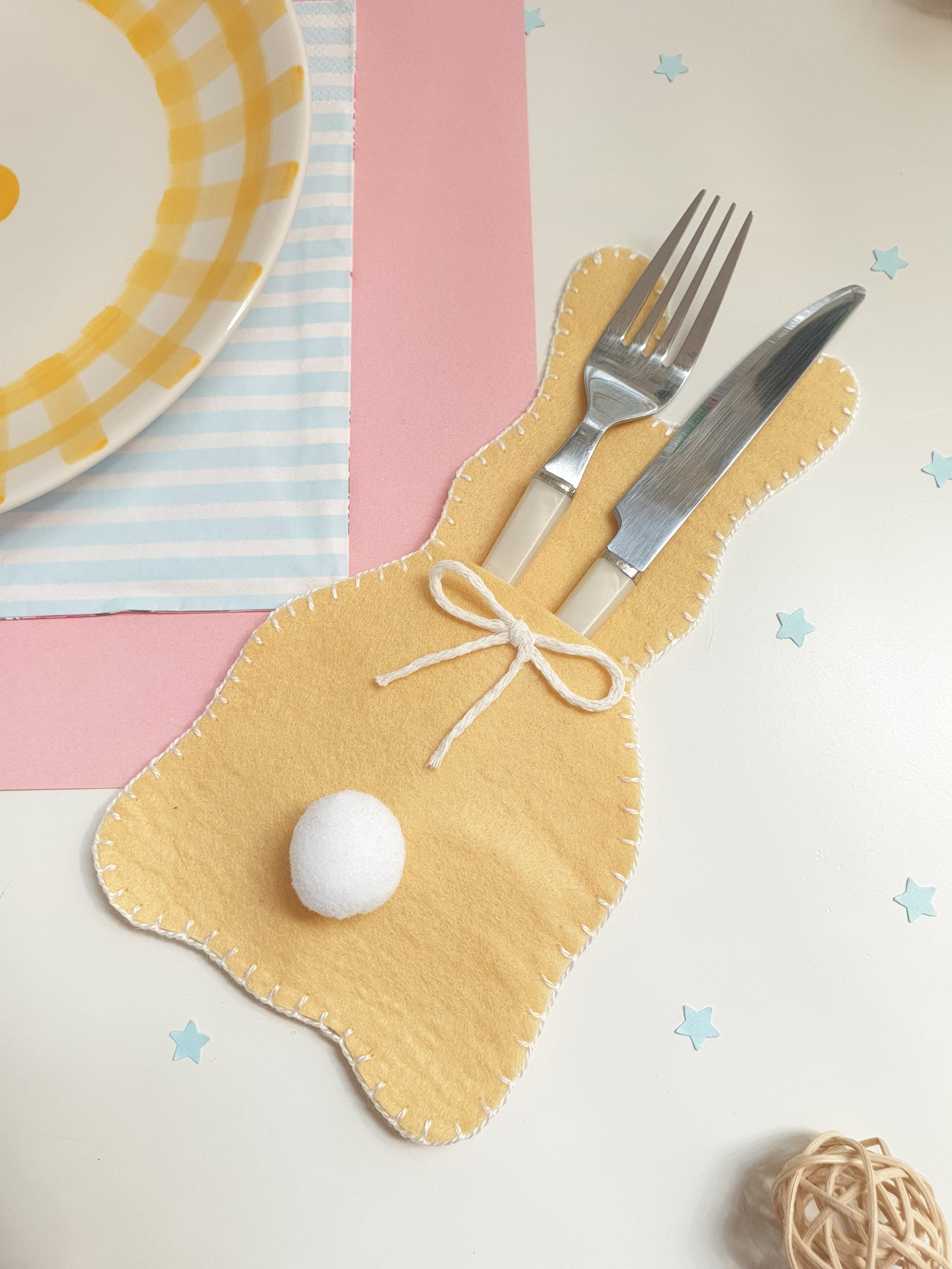 Easter Bunny Cutlery Holder Table Decor Spring Felt Utensil Etsy