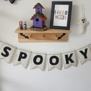 Spooky Banner Felt Garland, Halloween Home Party Hanging Wall Decor, Fireplace Mantel Sign