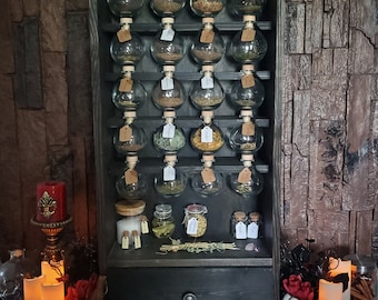 Antique Style Apothecary Cabinet Medium with 20 8oz Glass Jars