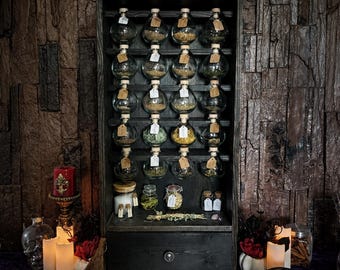 Antique Style Apothecary Cabinet Medium with 20 8oz Glass Jars