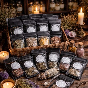 Beginners Witchcraft Herbs, Salts, and Resins Set