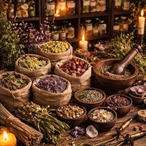 Apothecary and witchcraft herbs-salts-resins
