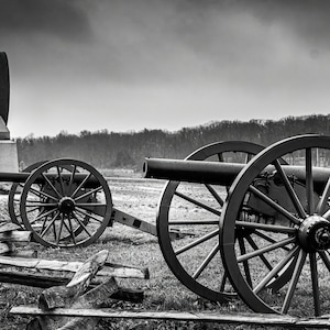 Civil War - Gettysburg -  Battlefield -Gettysburg Wall Art - Civil War Decor - Battlefield Art - Historical Art - Cannons - Black & White