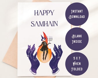 Carte Happy Samhain : cadeau d'autel païen wicca (imprimable)