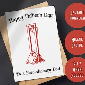 Carte drôle de fête des pères 5x7 | Carte imprimable avec ENVELOPPE BONUS | dernière minute | Carte pour papa | Gauchiste | Blague de papa | Révolution française