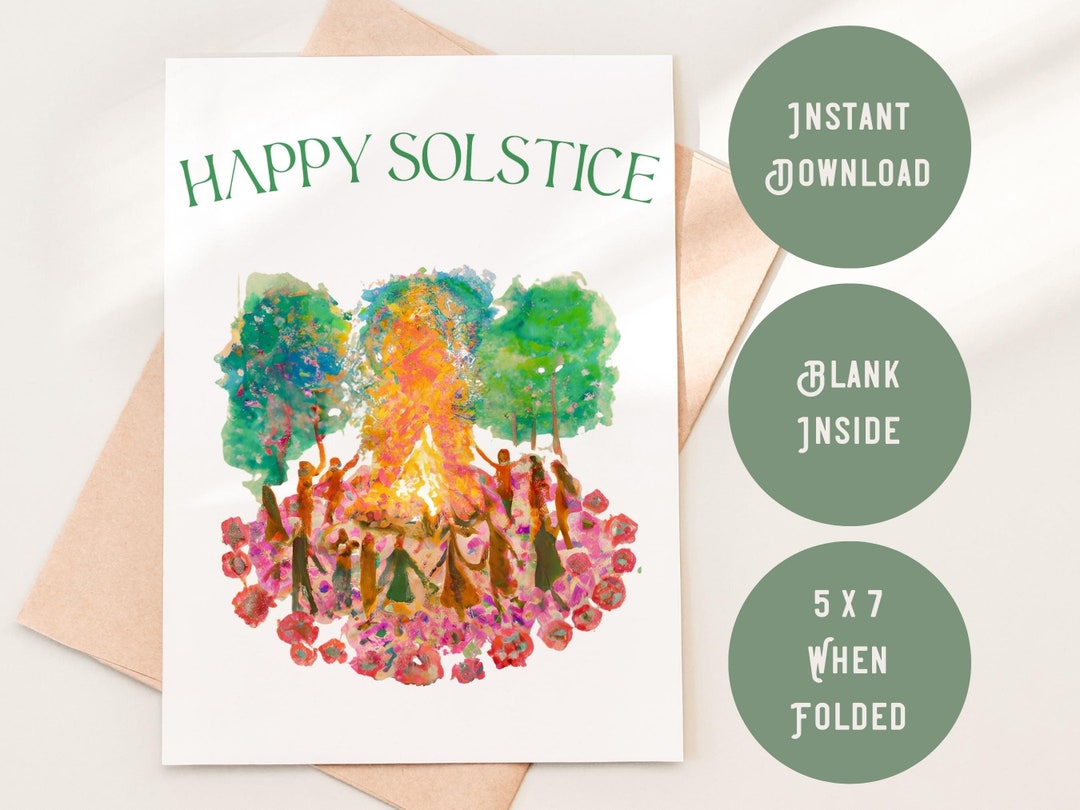 Summer Solstice Printable Card | 5 X 7 in | Blank Inside | BONUS ...