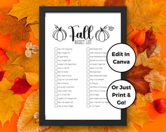 Lista de deseos de otoño editable e imprimible: Decoración rústica (Carta EE. UU. y A4)