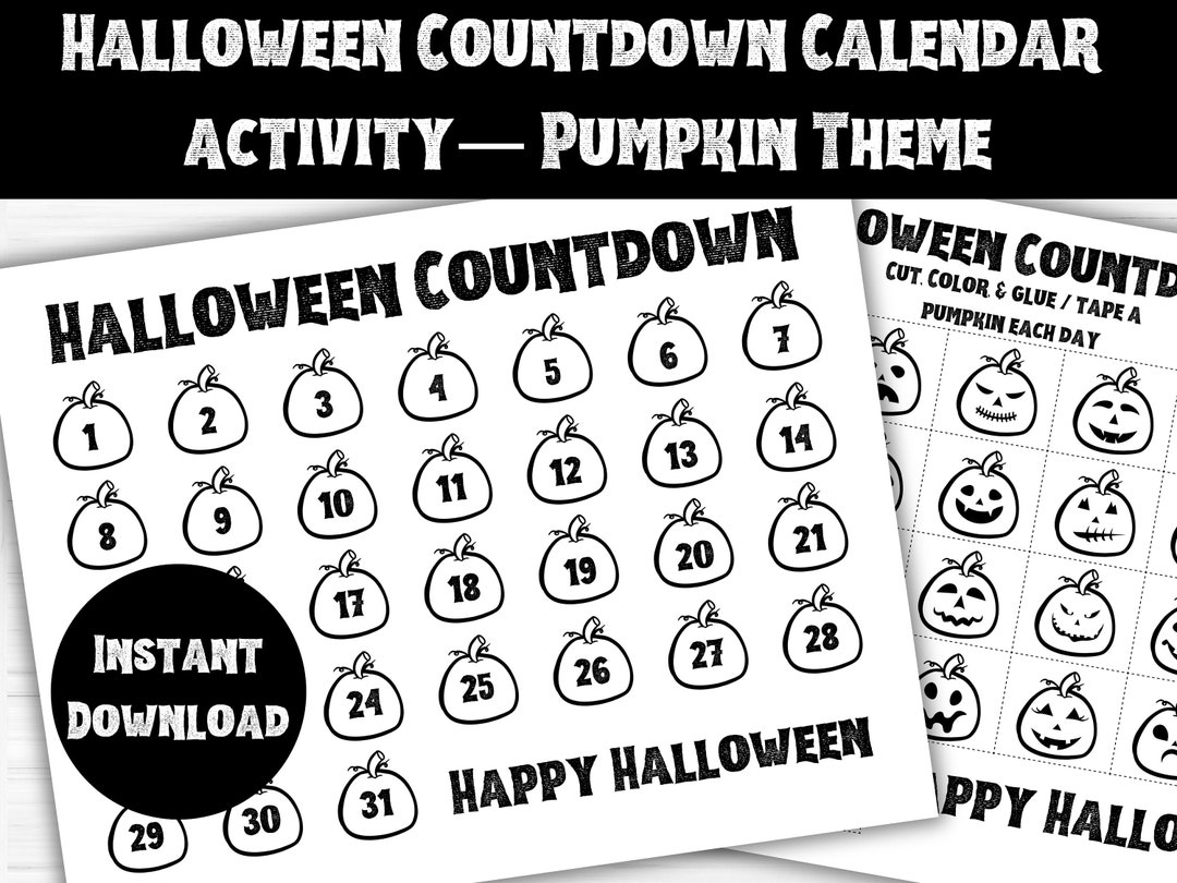 Halloween Countdown Calendar Printable Halloween Advent Etsy