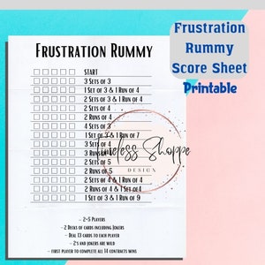 Frustration Rummy Frustration Rummy Score Sheet Frustration Rummy