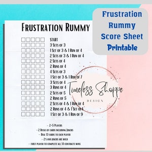 Rami frustration, feuille de pointage rami frustration, rami frustration imprimable, carte de pointage, feuille de pointage, PDF imprimable, Svg imprimable