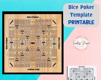 Dice Poker Template, Dice Poker, Game template, Printable Template, SVG, PNG, Jpeg, PDF, Dice Game, Printable, Dice poker Printable