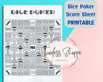 Dice Poker Score Sheet Printable (PDF, SVG, PNG, Jpeg)
