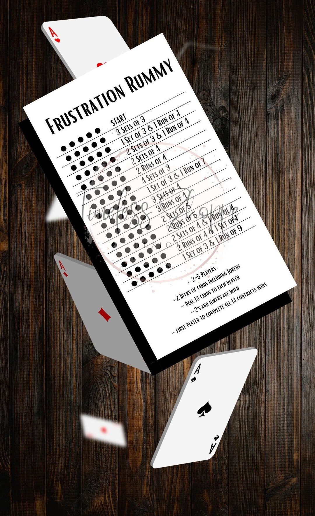 Frustration Rummy Template Card Game Template Frustration Etsy